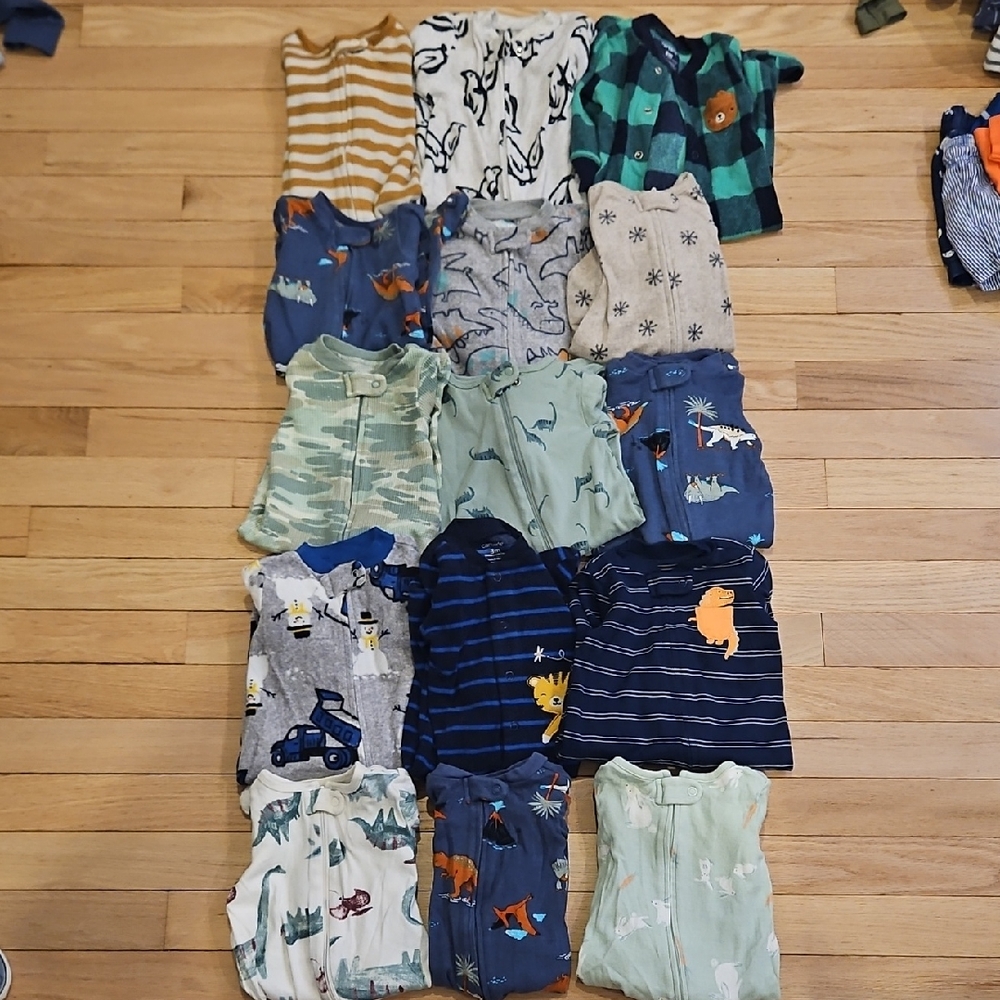 Carter's Multicolor Boys Pajama Sleepwear Lot - Blue Green Navy Gray White
